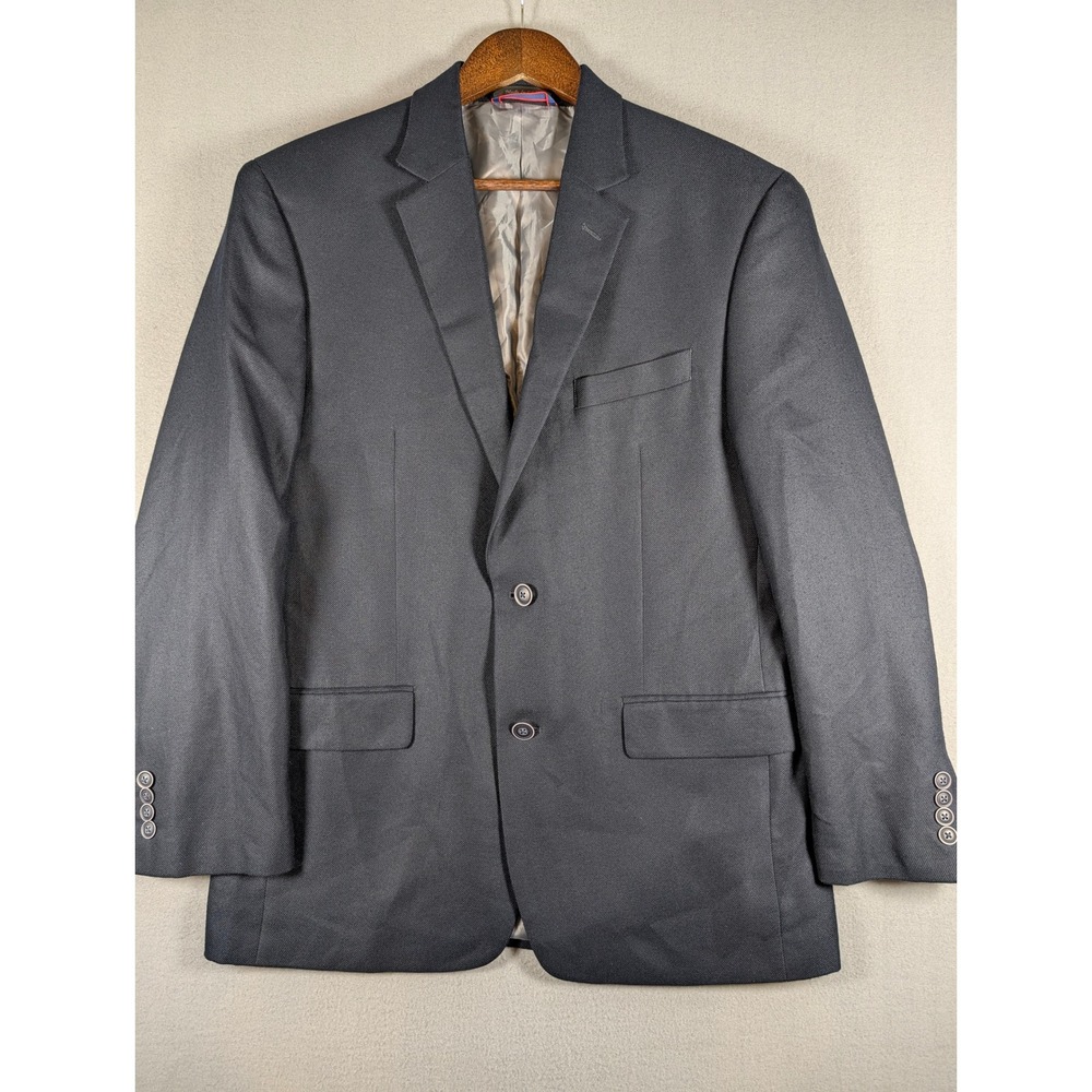 IZOD Mens Charcoal Navy Two Button Textured Blazer Sport Coat 40R Side Vent